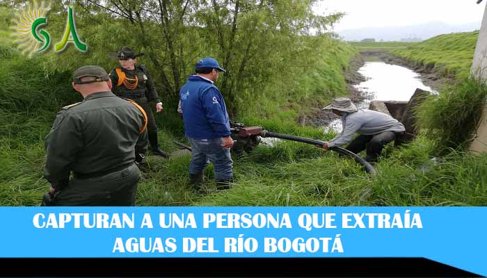 CAR, Alcaldía de Suba y Secretaría de Gobierno, capturan una persona por captación ilegal de agua del Río Bogotá para riego de cultivos