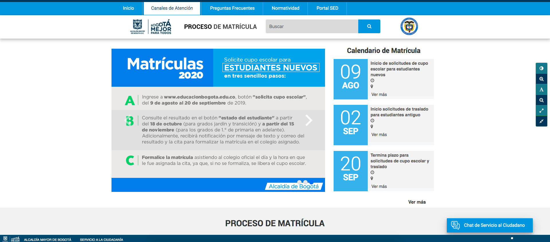 Bogotá abre matrículas para el año 2020