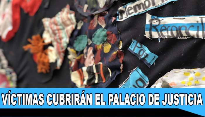 5.000 metros de tela bordada por las víctimas cubrirán el Palacio de Justicia