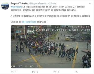 A esta bloqueos en varios puntos de Bogotá