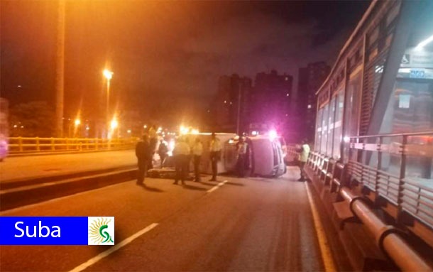 Deja de operar la estación Suba-avenida Boyacá por volcamiento de un vehículo particular en la Troncal