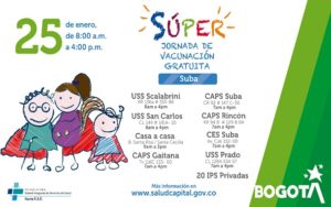 Primera jornada de vacunación gratuita en la localidad de suba para adultos y niños