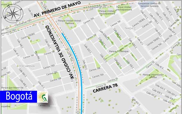 Conozca el cierre programado en el sector de la av. ciudad de Villavicencio, en inmediaciones del río Tunjuelito y la av. Primero de Mayo