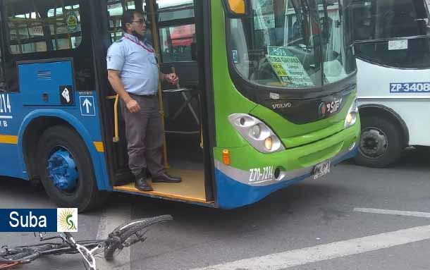 Incidente ente un SITP y un ciclista en la localidad de Suba