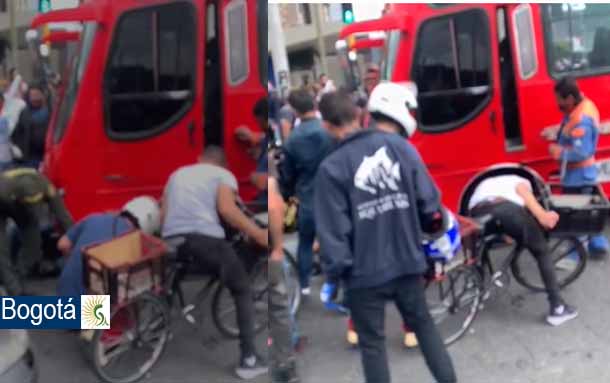 ¡Última hora! Dos motociclistas son arrollados por una buseta de servicio público en la Avenida Ciudad de Cali, frente al CAI Serena