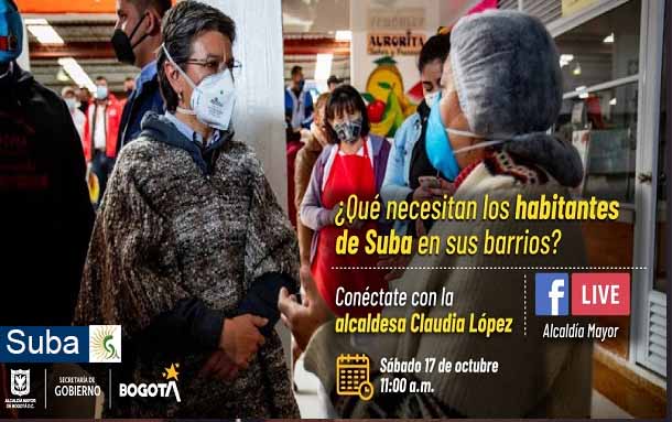 Este Sábado 17 de Octubre habitantes de Suba podrán dialogar Alcaldesa de Bogotá Claudia López