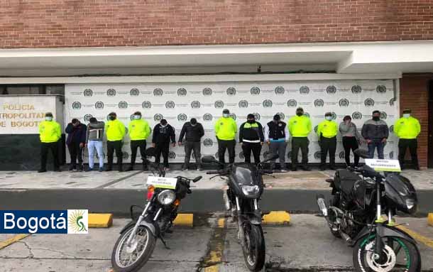 Banda dedicada al hurto de motocicletas que operaba en 6 localidades de Bogotá fue desmantelada