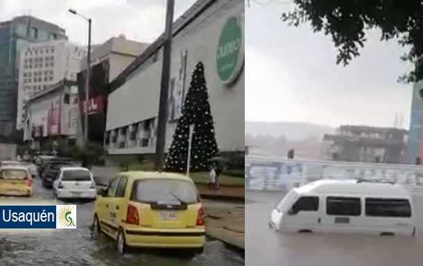 Impresionante aguacero que cayó en Usaquén, norte de Bogotá este miércoles
