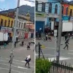 Como de película, Saqueos y vehículos vandalizados en el centro de Bogotá