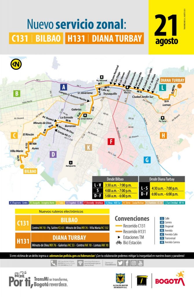 Dos nuevas rutas del SITP conectan a Bilbao Suba con Metrovivienda y Diana Turbay