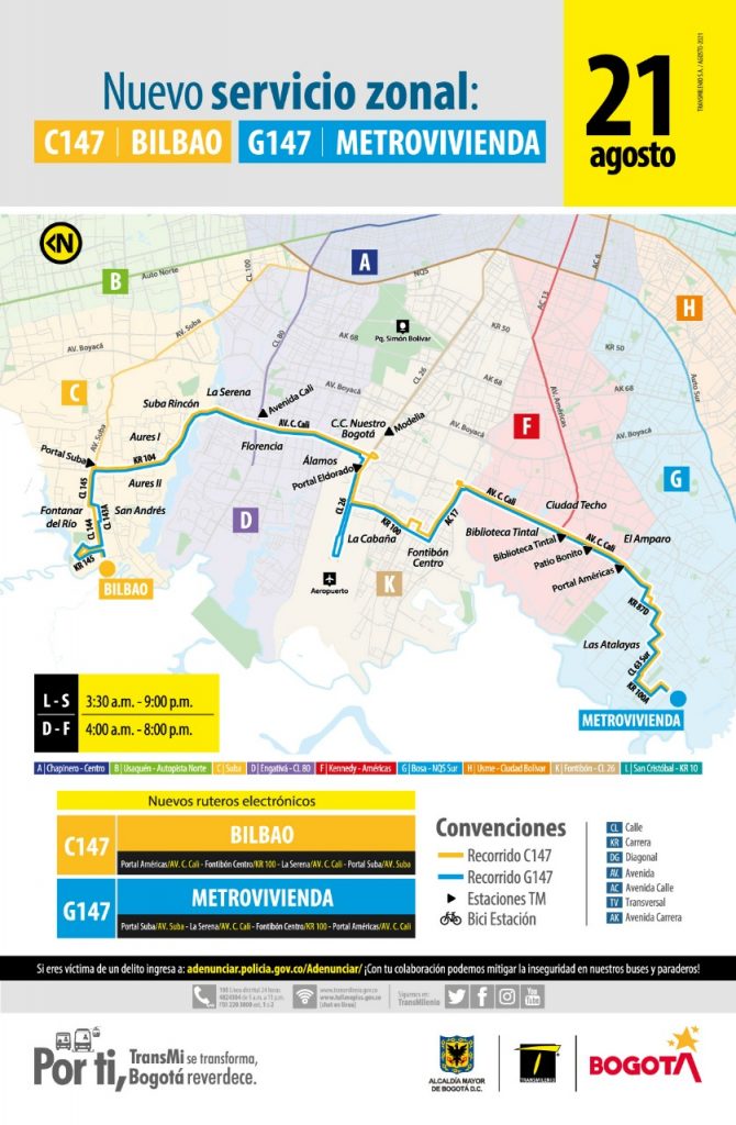 Dos nuevas rutas del SITP conectan a Bilbao Suba con Metrovivienda y Diana Turbay