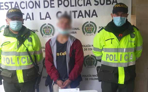 Juan Sebastián es capturado en Suba por tráfico, fabricación o porte de estupefacientes