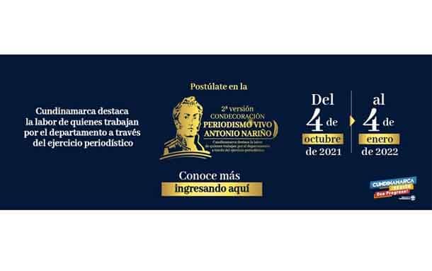 Abiertas postulaciones a la 2ª versión del premio ‘Periodismo vivo Antonio Nariño de Cundinamarca’