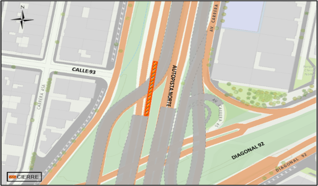 Conozca el cierre total de calzada occidental de Transmilenio sentido Norte – Sur de la Autopista Norte con Av. calle 92