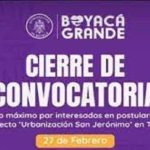 Boyacá: El 27 de febrero vence el plazo para los interesados en postularse al proyecto San Jerónimo
