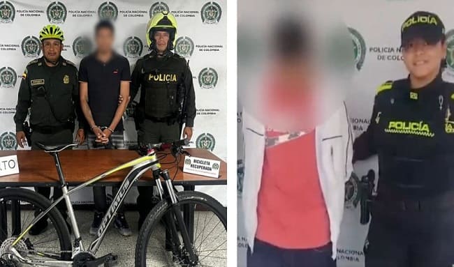 Dos capturados en Bogotá por hurto de bicicleta y porte ilegal de arma de fuego