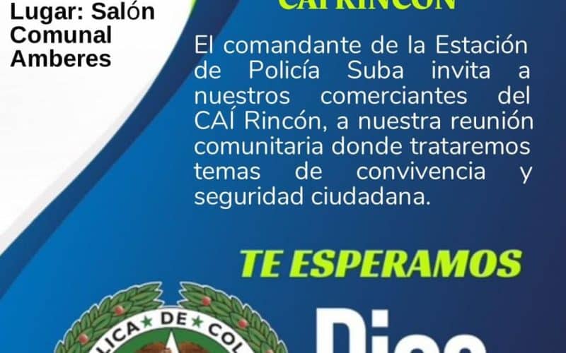 Policía y comerciantes de Suba Rincón unen fuerzas por la seguridad