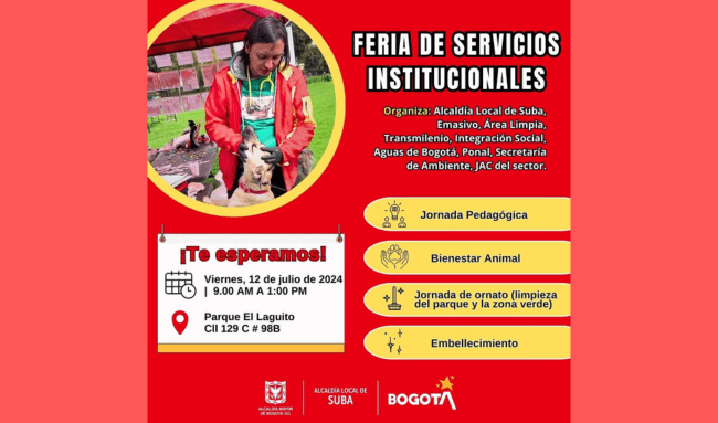 ¡Un evento imperdible! Alcaldía Local de Suba organiza la Feria de Servicios Institucionales en el Parque El Laguito