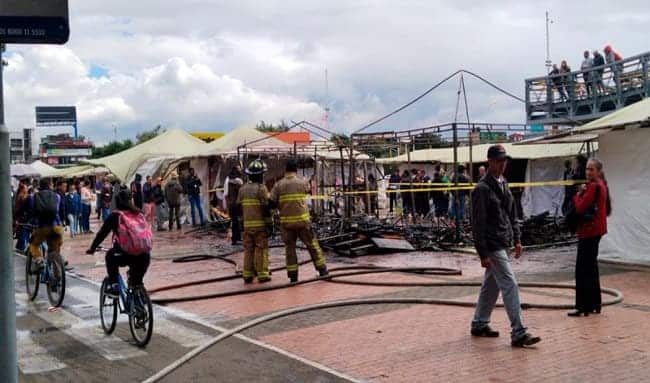 Bomberos atendieron conflagración en inmediaciones al Portal de Suba