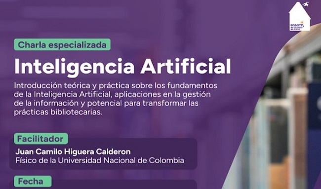 Alcaldía Local de Suba invita a charla sobre Inteligencia Artificial en la Biblioteca Francisco José de Caldas