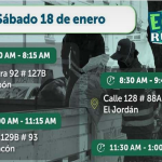 Puntos de la Ecoruta de UAESP en Suba para el sábado 18 de enero 2025