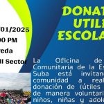 Donatón de Útiles Escolares en la Vereda Chorrillos II Sector este 14 de enero