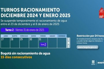 ¡Turno dos! Racionamiento de agua en Bogotá y Cota viernes 31 enero de 2025