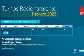 ¡Turno 3! Barrios con racionamiento de agua en Bogotá lunes 10 de febrero 2025