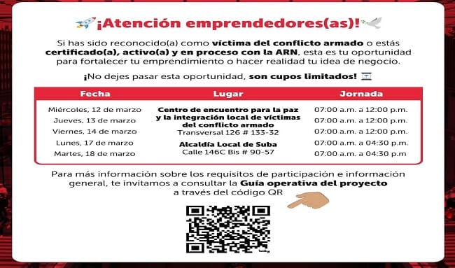 ¡Oportunidad única para emprendedores(as) víctimas del conflicto armado!