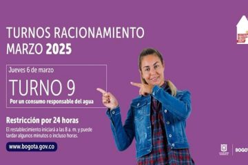 ¡Turno 9! Racionamiento de agua en Bogotá, Chía, Sopó jueves 6 de marzo 2025