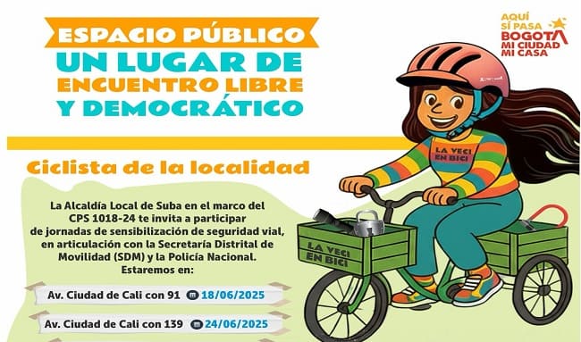 Ciclistas de Suba participan en jornadas para fortalecer su seguridad vial