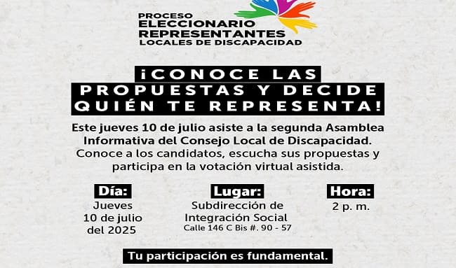 Este 10 de julio, la comunidad con discapacidad elige a sus representantes en Suba