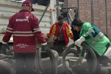 608 llantas en desuso recolectadas durante jornada de limpieza en Bosa, al sur de Bogotá