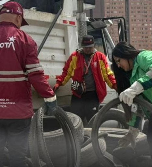 608 llantas en desuso recolectadas durante jornada de limpieza en Bosa, al sur de Bogotá