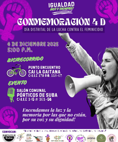 Bicirecorrido en Suba para honrar la memoria de víctimas de violencia y feminicidio