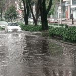 Fuertes lluvias provocaron inundación en parqueadero del barrio Andes, en el norte de Bogotá