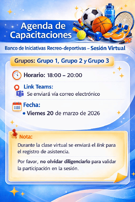 ¡Atención Suba! Se revela el cartel de capacitaciones para el Banco de Iniciativas Recreo-deportivas