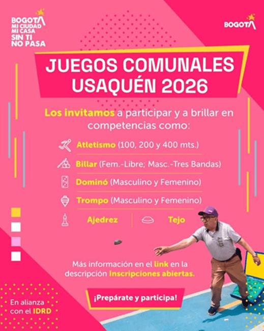 Último día para inscribirse en los Juegos Comunales de Usaquén 2026
