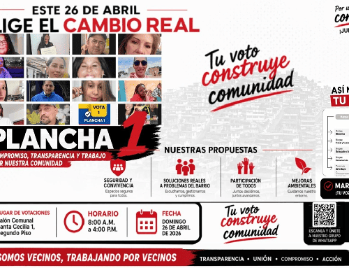 Plancha 1 de Santa Cecilia I invita a votar este 26 de abril en elecciones comunales