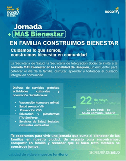 ¡Llega la Jornada +MAS Bienestar a Usaquén este 22 de mayo!