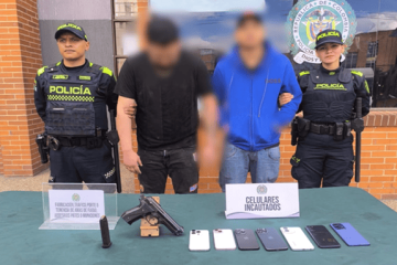 Con arma 9 mm y celulares hurtados, fueron capturados en Bosa
