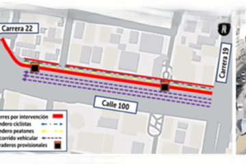 Obras en la calle 100 obligan a mantener cierres viales hasta el 27 de agosto