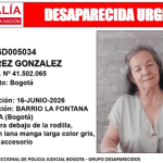 Angustia en Suba por la desaparición de una adulta mayor de 75 años en el barrio La Fontana