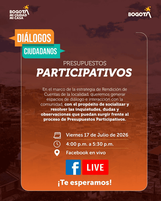 Usaquén invita a la ciudadanía a participar en diálogo virtual sobre Presupuestos Participativos