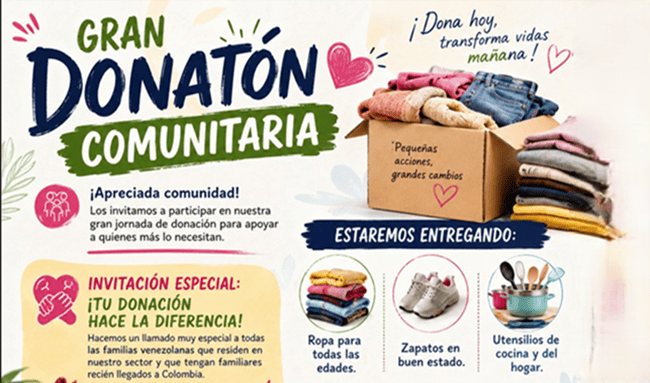 Realizan donatón en Santa Cecilia, Suba, para apoyar a familias venezolanas afectadas por terremotos