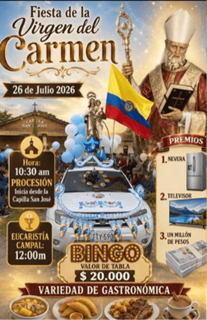 Parroquia San Dionisio, Suba, invita a celebrar la Fiesta de la Virgen del Carmen con fe, tradición y gastronomía