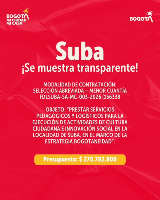 Suba abre proceso de contratación por más de $270 millones para fortalecer la cultura ciudadana