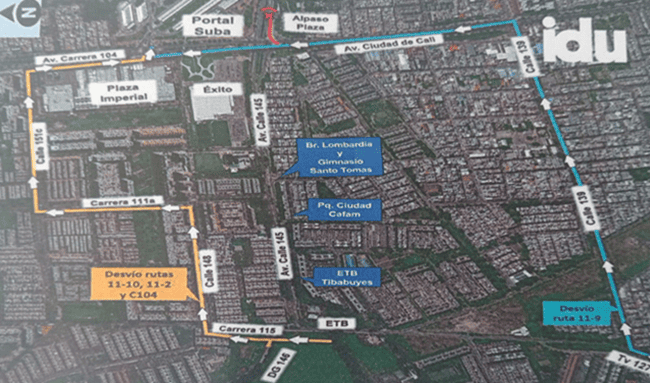 Mantenimiento en puente de la avenida Suba cambiará recorridos de cuatro rutas alimentadoras