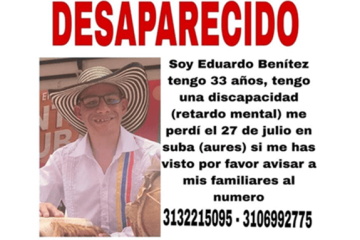 La familia de Eduardo Benítez vive horas de angustia y pide ayuda para encontrarlo.