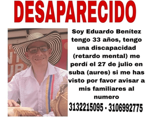 La familia de Eduardo Benítez vive horas de angustia y pide ayuda para encontrarlo.